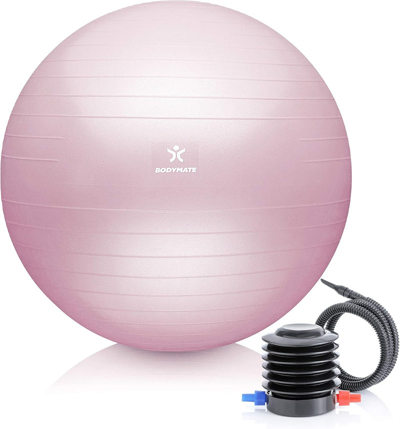 BODYMATE Gymnastikball Sitzball Trainingsball mit GRATIS E-Book inkl. Luft-Pumpe, Ball für Fitness,