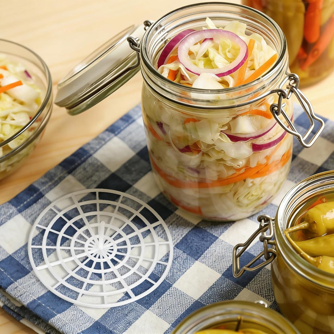 5 Pcs Fermentiergitter mit Halterung, Fermentiergewichte für Verhindern Lebensmittel mit Luft in Kon