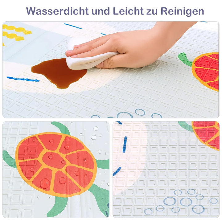 Faltbare Baby-Spielmatte – Extra grosse, wasserdichte Krabbelmatte aus weichem Schaumstoff, rutschfe