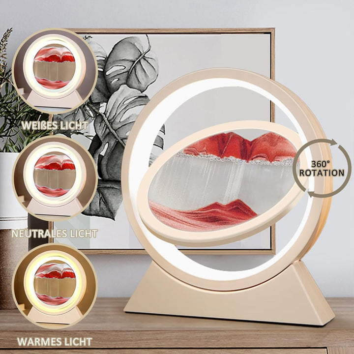 Ulikey Sandbilder Zum Drehen, 3D Dynamische Sandbild mit Led Licht, 10 Zoll Bewegende Sandkunst, Fli