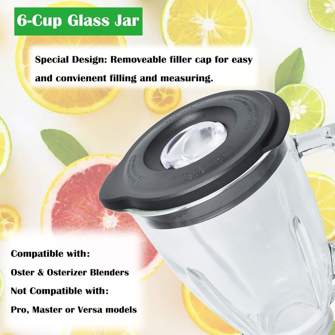 Ersatz Kompatibel mit Oster und Osterizer Standmixer, Runder Glaskrug 6 Tassen 1,5L mit Deckel Kompa