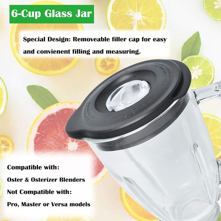 Ersatz Kompatibel mit Oster und Osterizer Standmixer, Runder Glaskrug 6 Tassen 1,5L mit Deckel Kompa