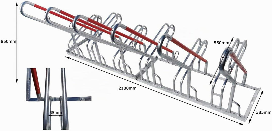 6er Fahrradständer Reihenparker Anlehnparker Anlehnbügel B-Ware mit Diebstahlsicherung 6er Stellplat