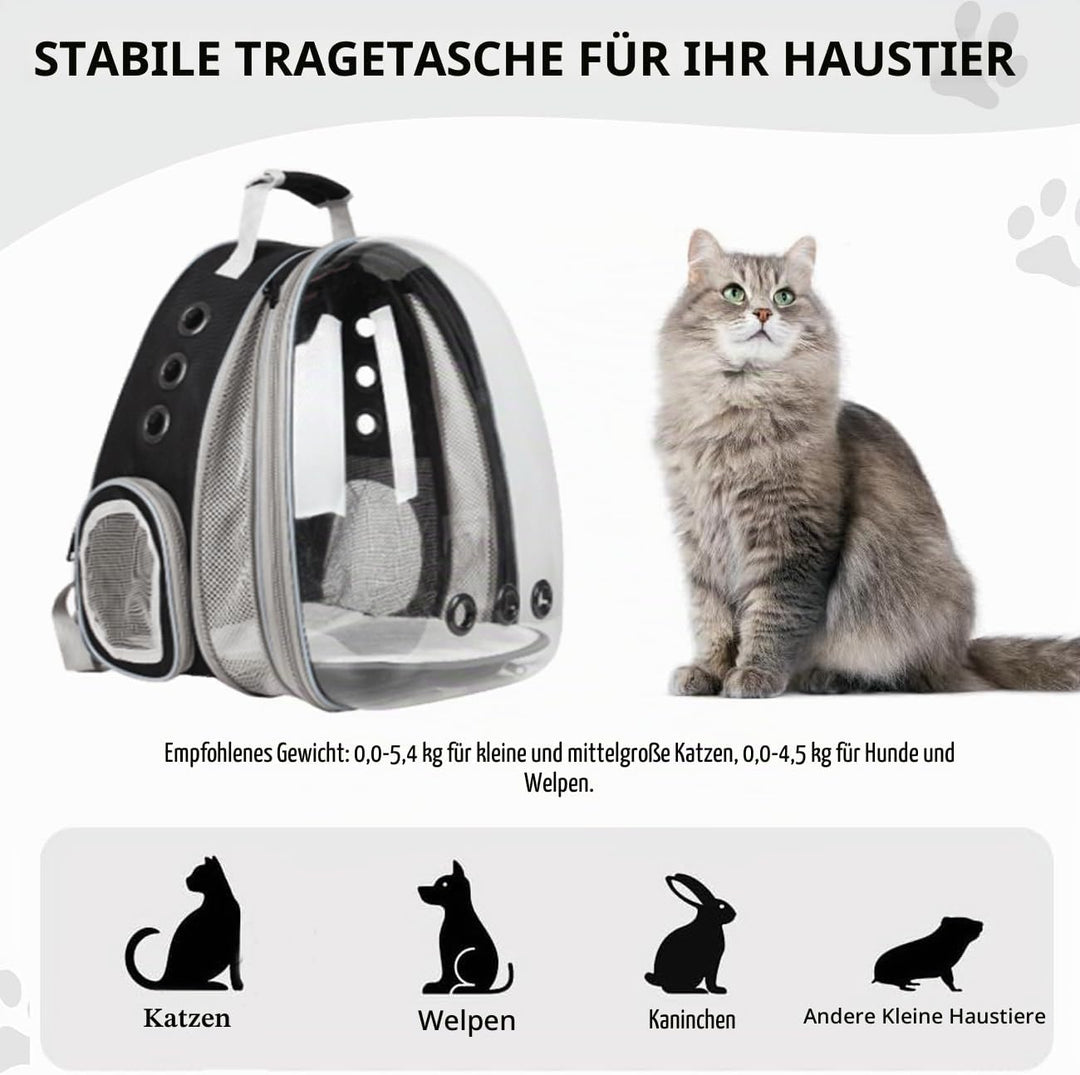 Erweiterbar Katzenrucksack Hunderucksack, Vorderrucksack für Katzen und Kleine Hunde, mit transparen