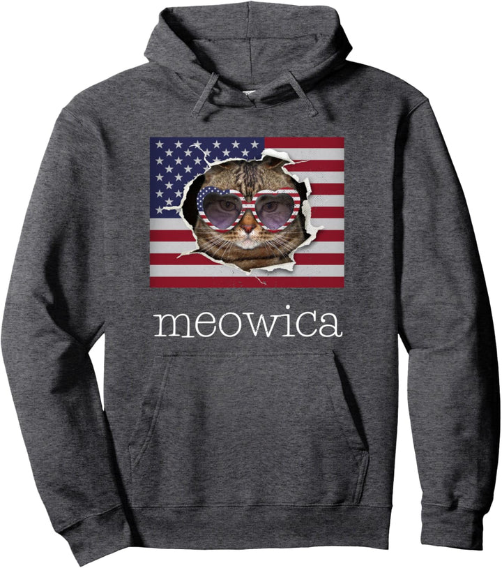 Meowica 4. Juli USA-Flagge Patriotisches amerikanisches Pullover Hoodie