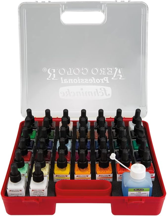 Schmincke - AERO COLOR Professional Kunststoff-Koffer, 37 x 28 ml feinst-flüssige Acrylfarben + AERO