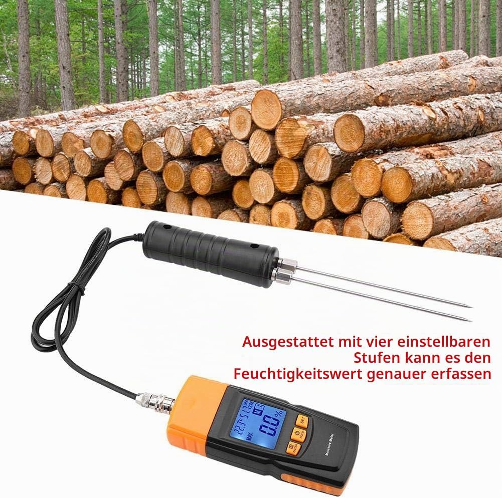 Digitales Holzfeuchtemessgerät mit Langer Sonde, GM620 Handheld Feuchtigkeitsmessgerät Hackschnitzel