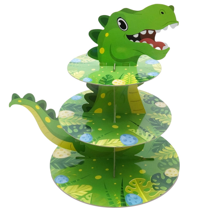 Dinosaurier-Cupcake-Ständer, Dreistöckiges Cartoon-Design, Ideal für Geburtstagsfeiern, Taufen und A