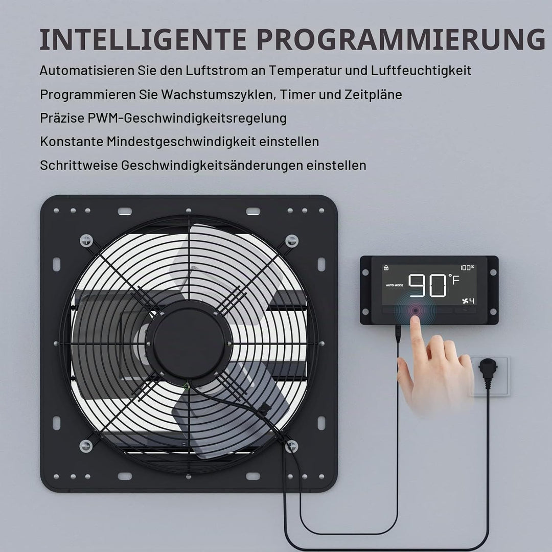 Aygrochy 300mm Industrielle abluftventilator 40W mit wifi app, Drehstrom EC Motor Wandventilator 163