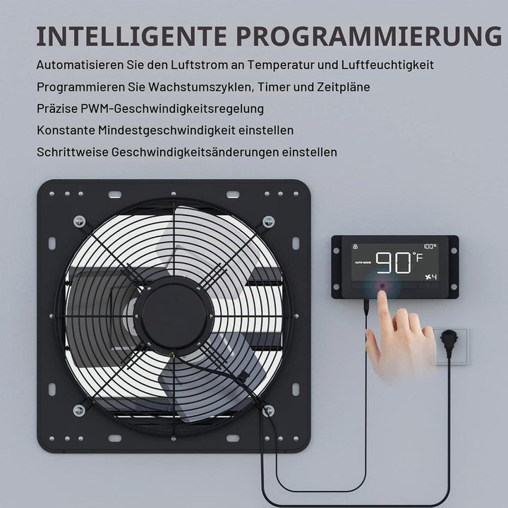 Aygrochy 300mm Industrielle abluftventilator 40W mit wifi app, Drehstrom EC Motor Wandventilator 163