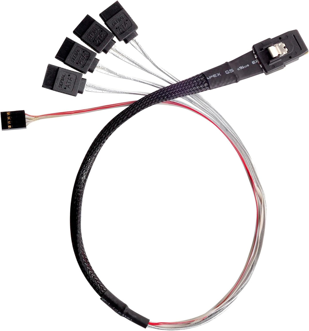 SilverStone SST-CPS03 - Internes Mini SAS zu SATA Kabel, 36pin SFF8087 Stecker(HOST) zu 4x 7pin SATA