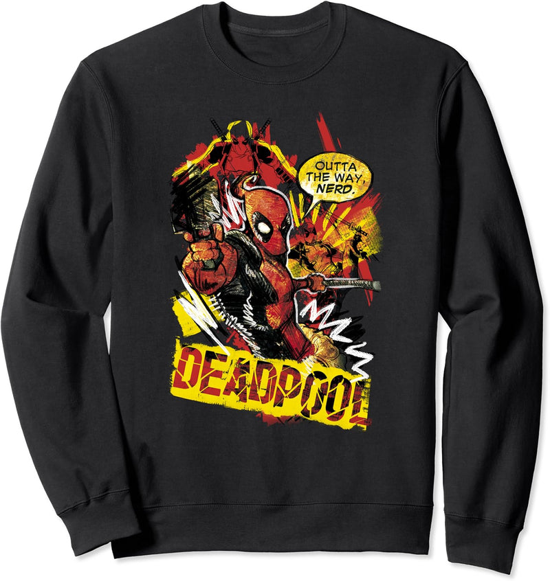 Marvel Deadpool Outta the Way Nerd Sweatshirt