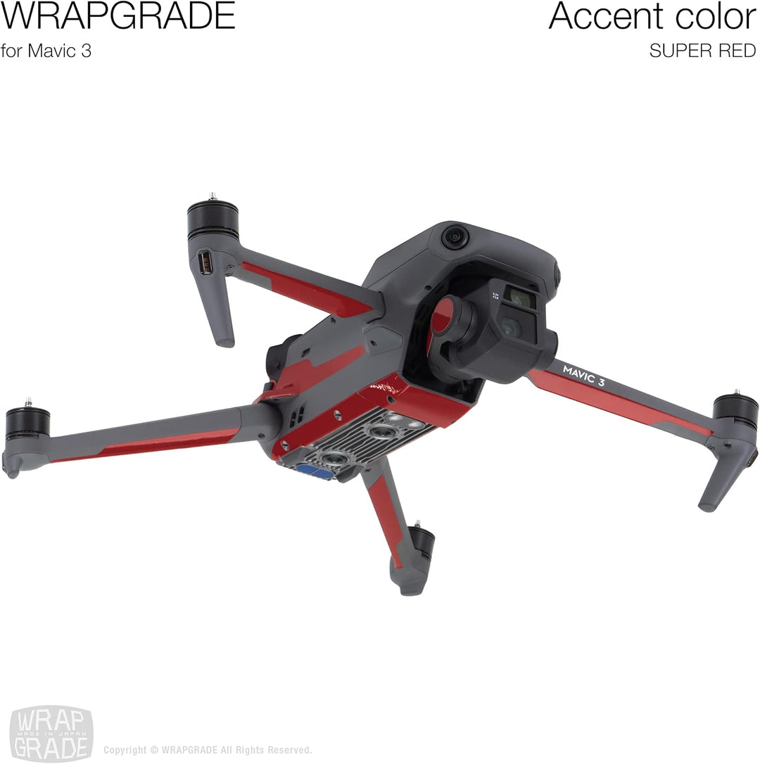 WRAPGRADE Skin Kompatibel mit DJI Mavic 3 Pro Accent Color (SUPER RED) Super Red / Pro, Super Red /