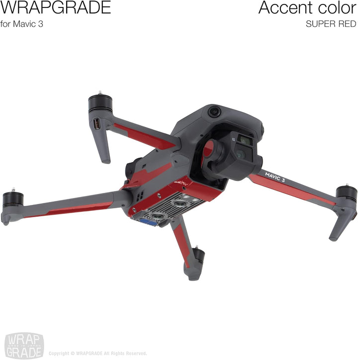 WRAPGRADE Skin Kompatibel mit DJI Mavic 3 Pro Accent Color (SUPER RED) Super Red / Pro, Super Red /