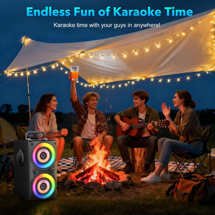 100W Tragbarer Bluetooth-Lautsprecher mit Subwoofer & LED-Licht - Leistungsstarke Boombox mit kraftv