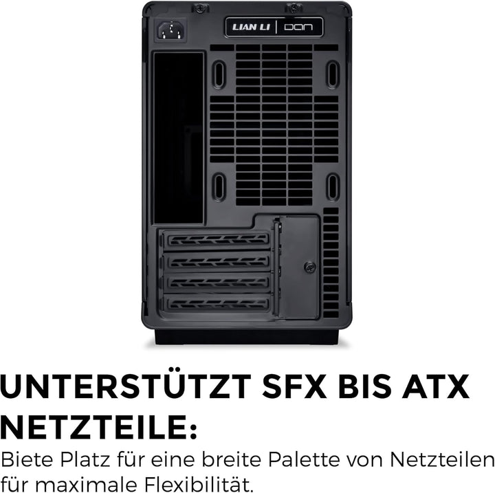 Lian Li DAN Cases A3-mATX PC-Gehäuse, anpassbares Layout, 415 mm GPU-Freiraum, unterstützt bis zu 36