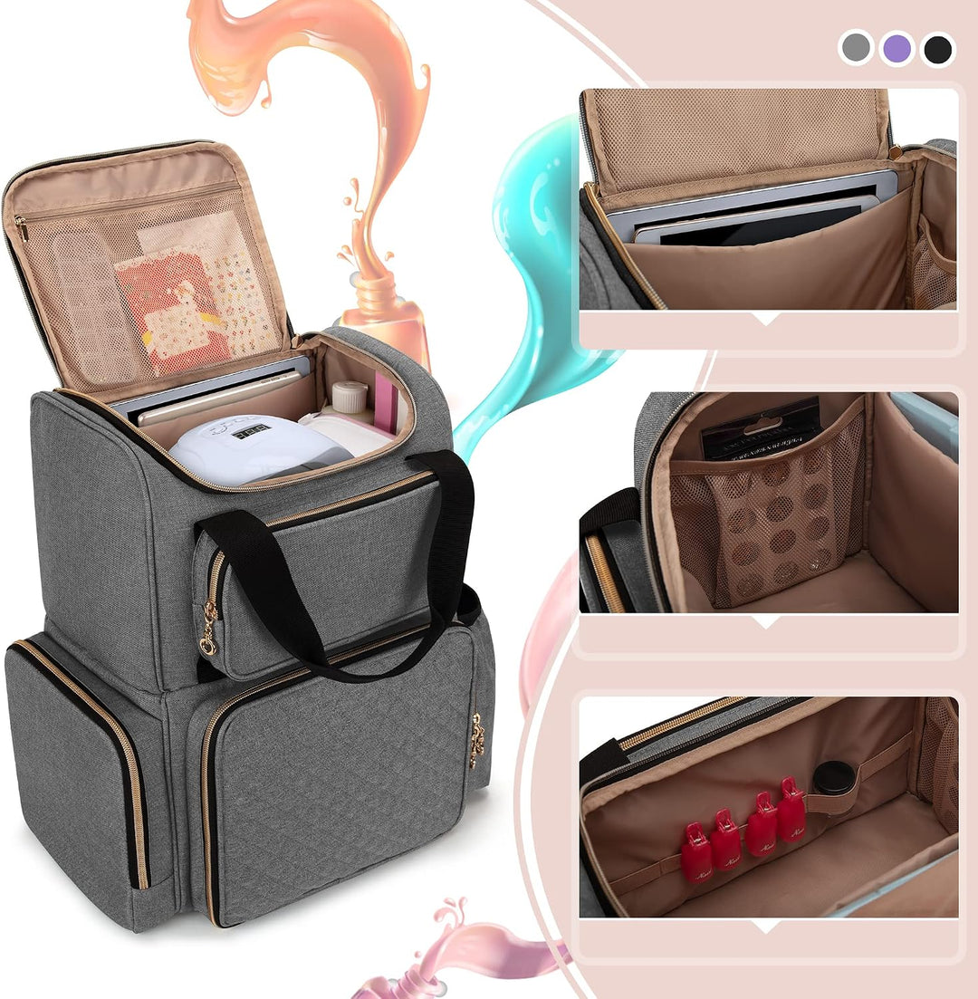 Luxja Nagellack-Organizer für 70 Flaschen, Grau, Grau