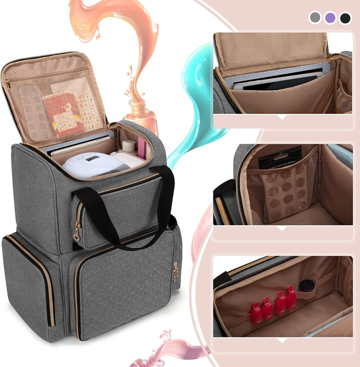 Luxja Nagellack-Organizer für 70 Flaschen, Grau, Grau