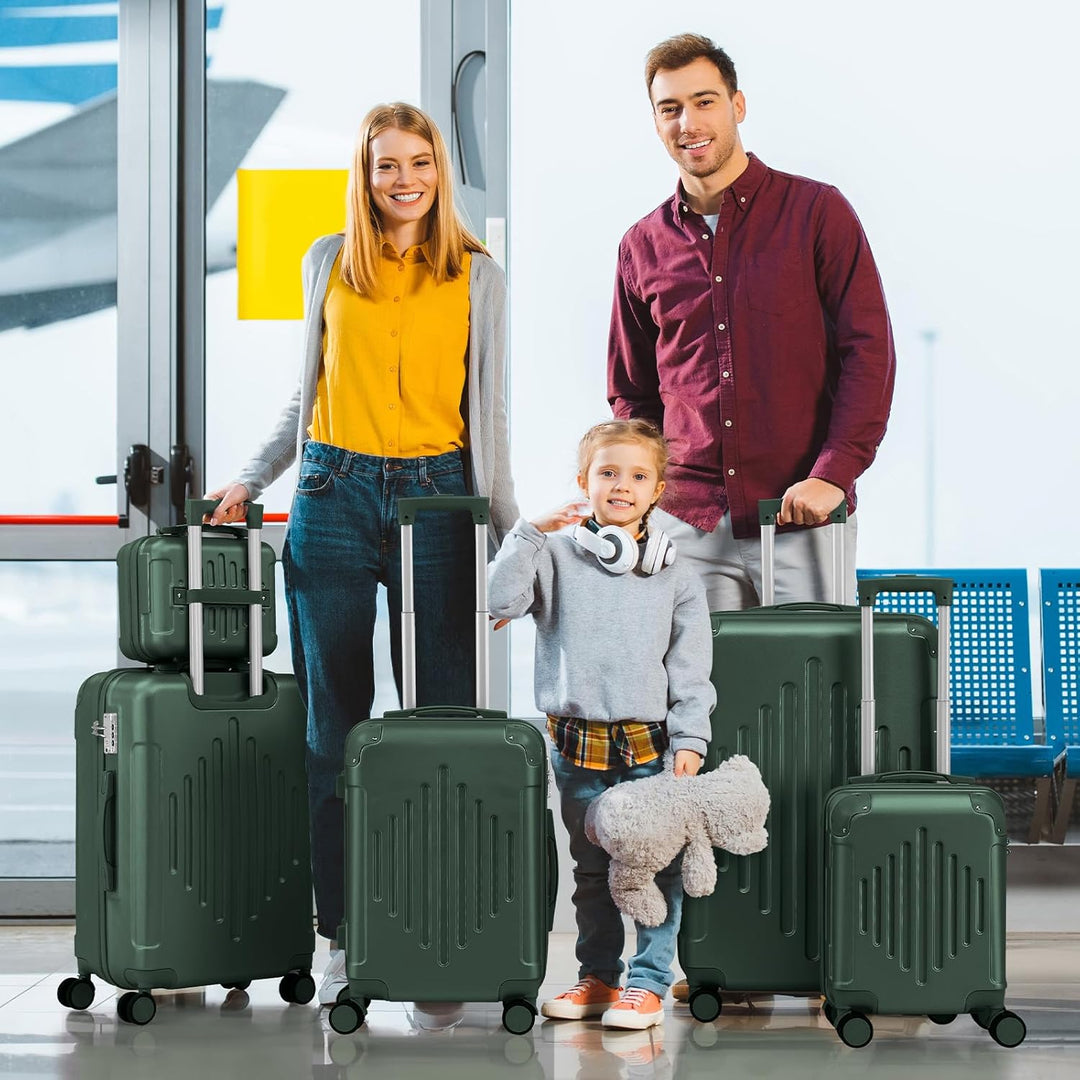 LALAHO Kofferset 5 teilig, Reisekoffer Set mit Kosmetikkoffer, Hartschalen Koffer Set aus ABS, Gepäc