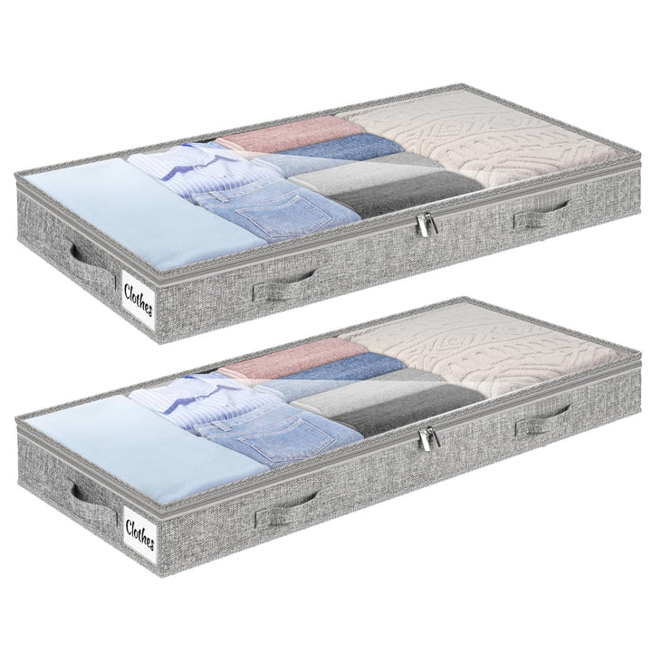 Unterbett Aufbewahrungsbox 2 Stück Unterbettkommode und klarem Deckel, 10cm hoch Kleideraufbewahrung