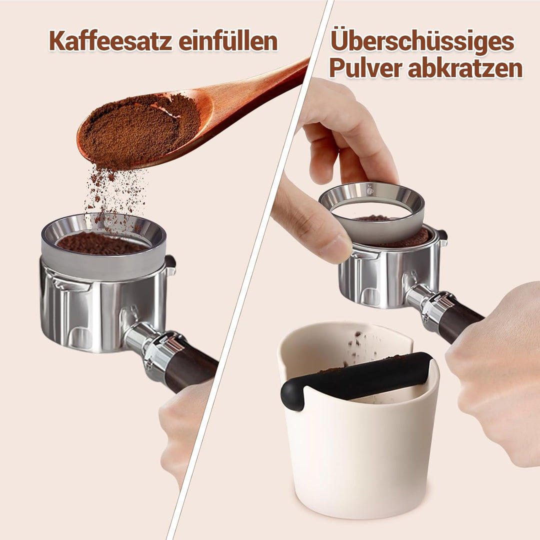 Dosierring 58mm, 304 Edelstahl Espresso Dosiertrichter, Portafilter Trichter mit magnetischen, 58mm