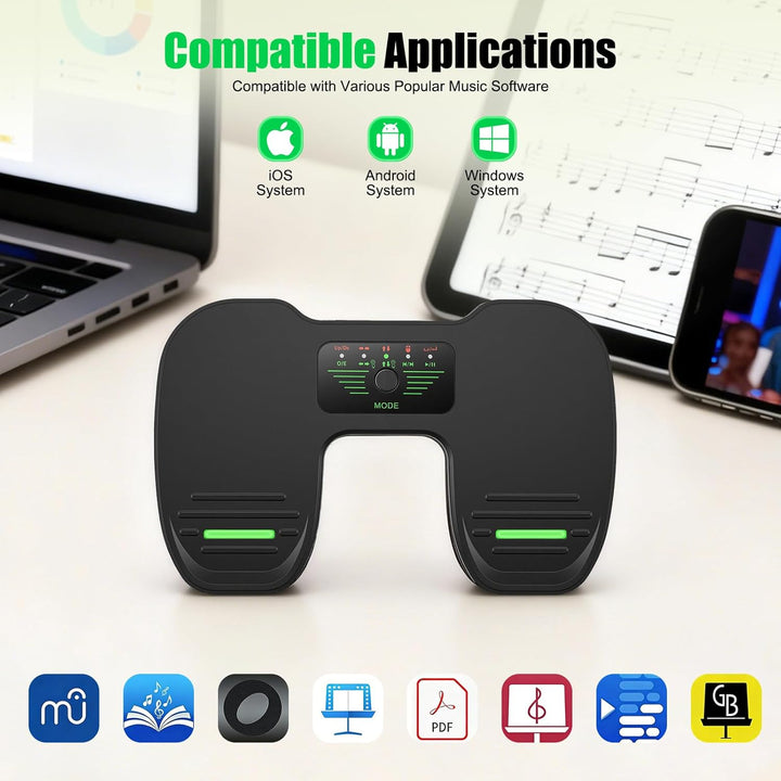 Bluetooth Page Turning Pedal, Wireless Page Turner Stumm, Musik Lese Controller zum Spielen von Inst