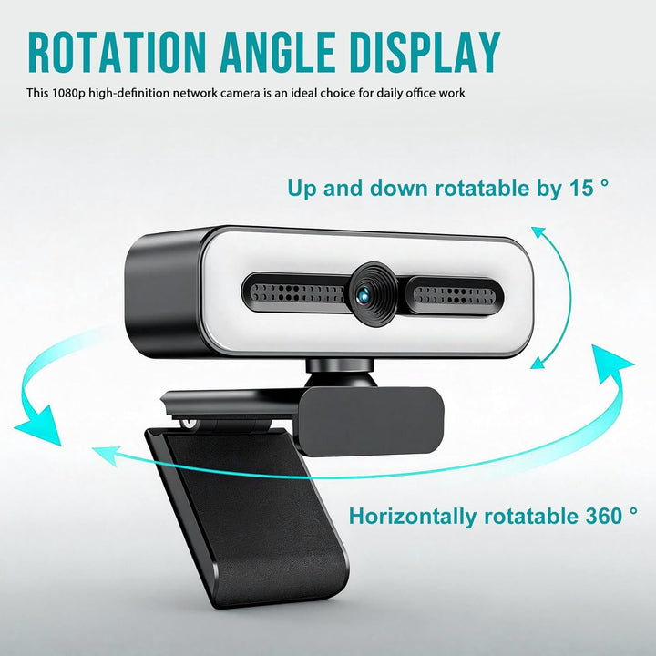 1080P USB Webcam: 90° Weitwinkel Full HD Webcam mit Mikrofon für Videoanruf und Aufnahme, Web Konfer