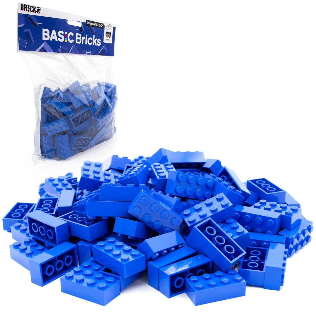 Lego Steine Classic, Blau, 2x4 Bausteine, 100 Stück - Einzelteile Starterset oder Erweiterung für Le