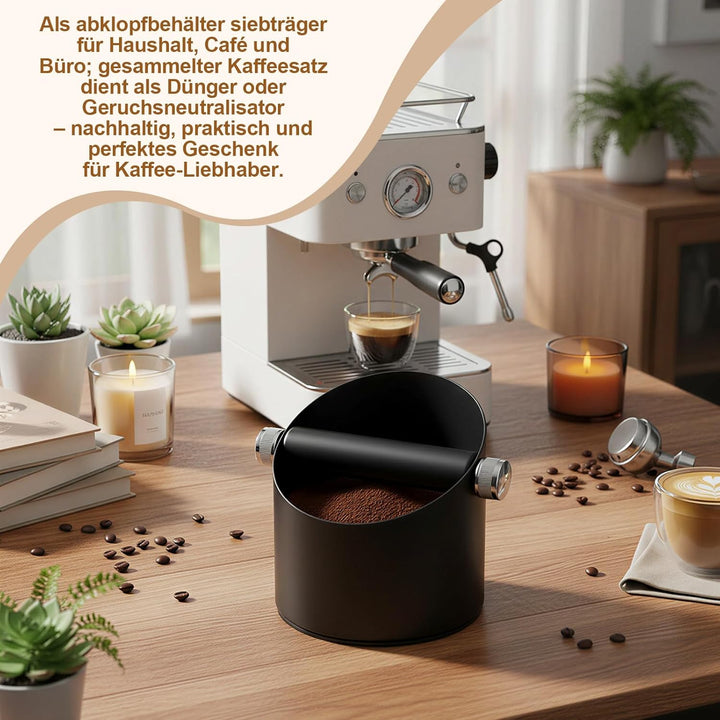 Abklopfbehälter für Siebträger, Edelstahl Gross Espresso Kaffeesatz Abschlagbehälter Knock Box für K