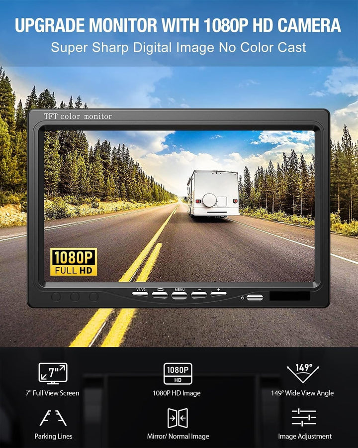 Rückfahrkamera Set mit 7 Zoll Rear View Monitor, IP68 wasserdichte Nachtsicht Auto Backup-Kamera, Ka