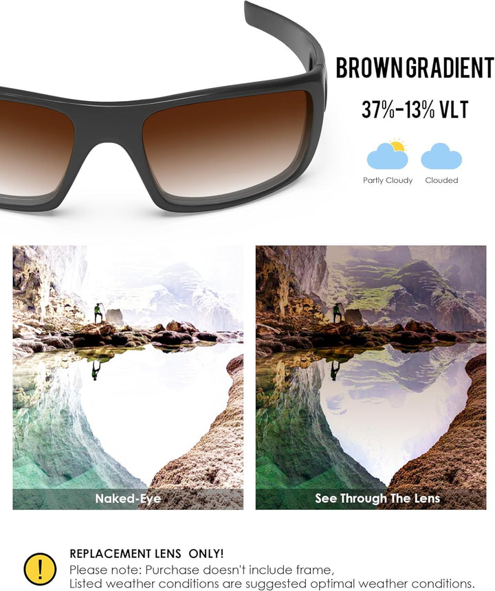 BlazerBuck Anti-salz Polarisierte Ersatzgläser für Oakley Crankshaft OO9239 Brauner Farbverlauf Pola