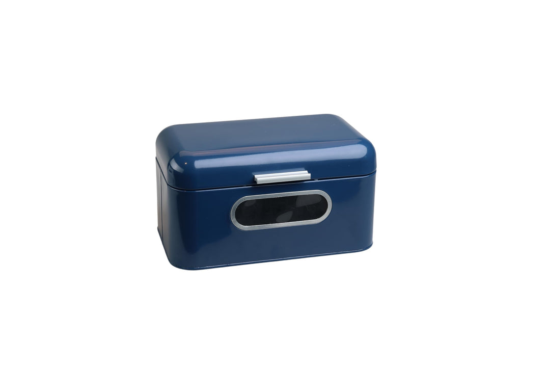 MOON HOME Brotkasten mit Sichtfenster - Breadvault Blue, aus Edelstahl, Metall-Brotkasten mit optimi