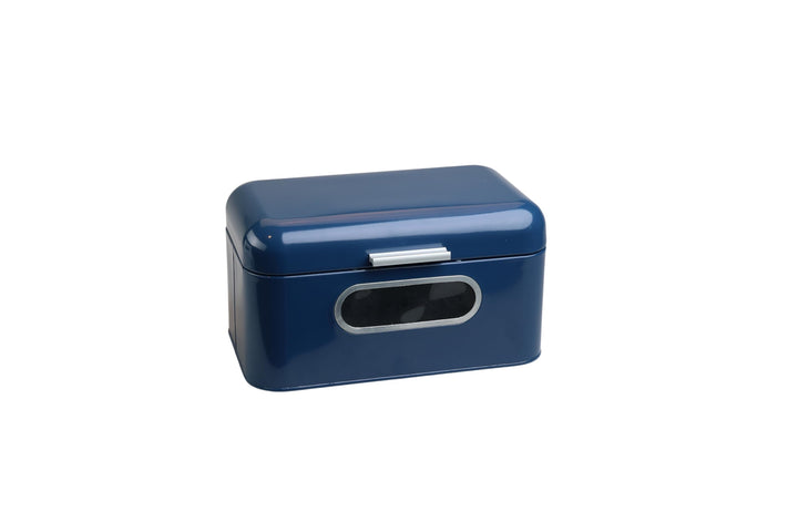 MOON HOME Brotkasten mit Sichtfenster - Breadvault Blue, aus Edelstahl, Metall-Brotkasten mit optimi
