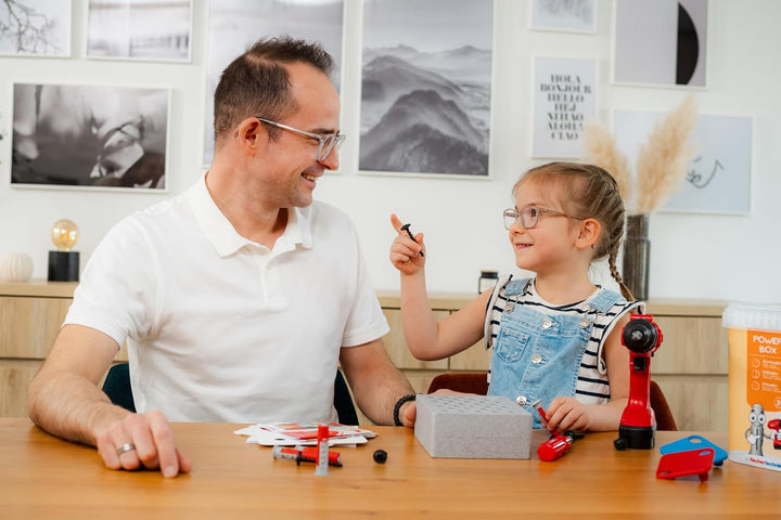 fischertechnik Fischer for Kids Power-Box 579436 – Spielwerkzeug mit Duo Kid Dübeln, Schraubendreher