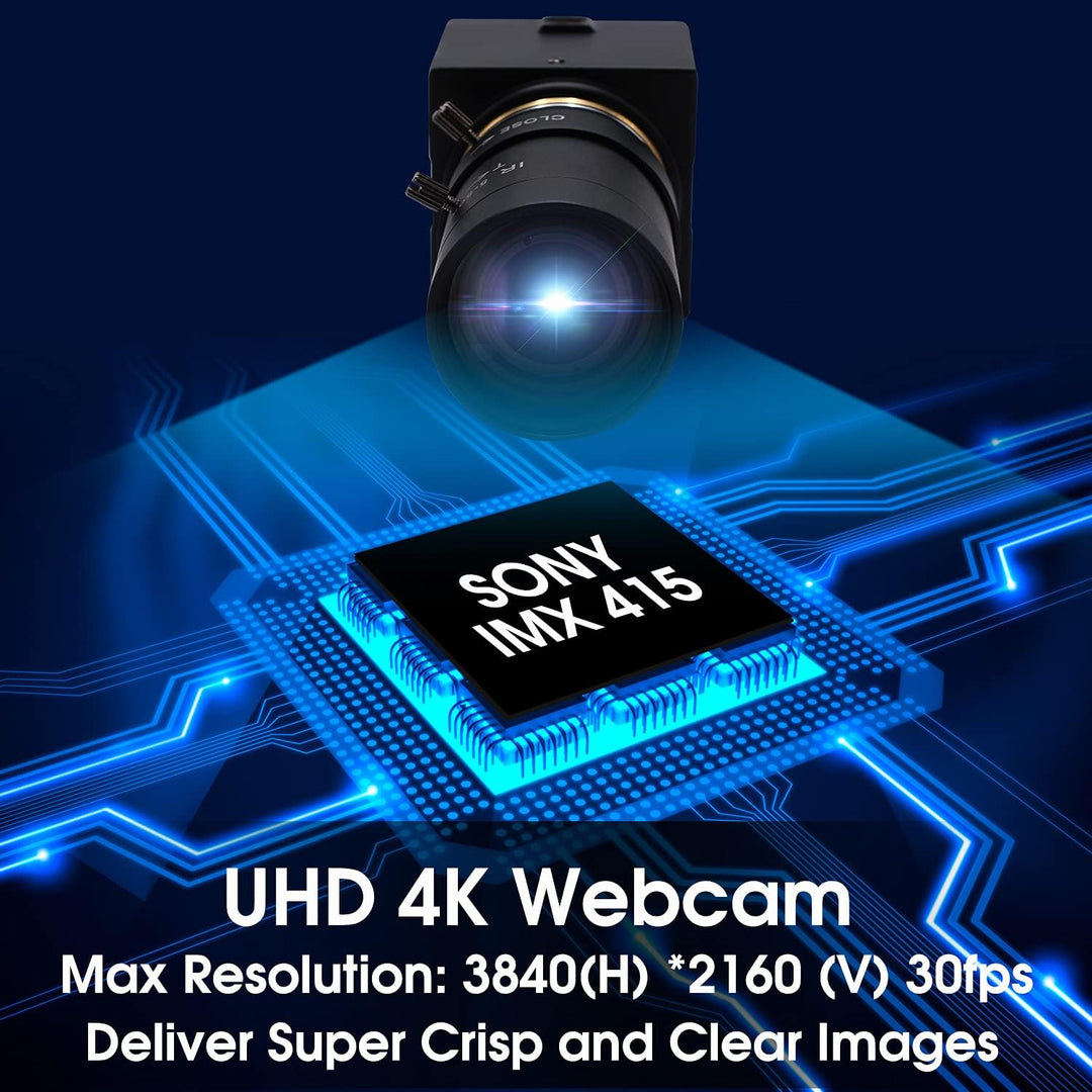 Svpro Webcam 4K UHD USB Kamera,10X Optischer Zoom Kamera mit 5-50mm Varifokalobjektiv, 3840x2160 Ult