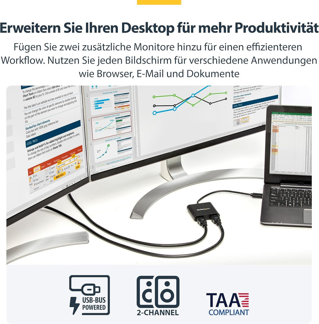 StarTech.com USB 3.0 auf Dual HDMI Adapter - 1x 4K 30Hz &amp; 1x 1080p - Externe Video- und Grafikkarte