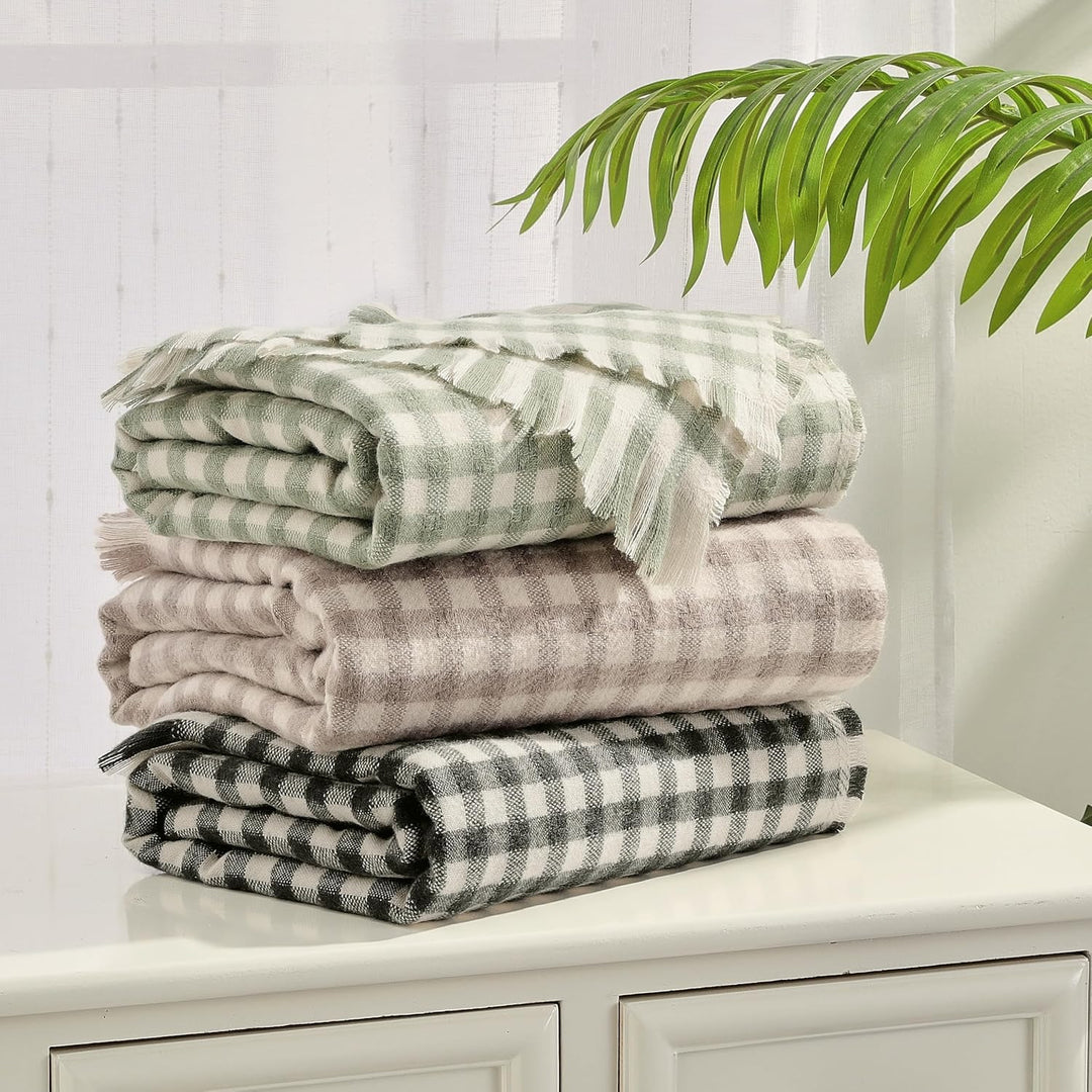 CREVENT Landhaus-Stil Boho Strickdecke für Couch Sofa Sessel Bett Wohnzimmer Dekoration, Weich Warm