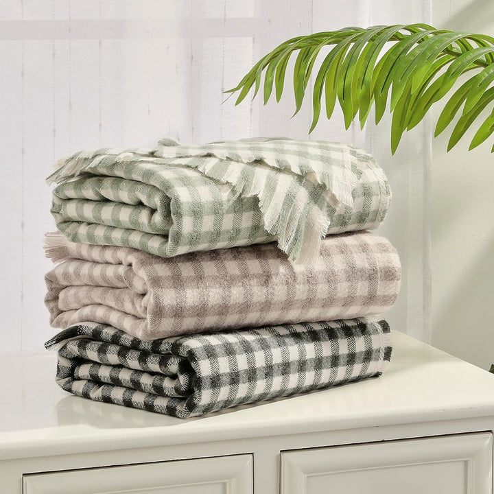 CREVENT Landhaus-Stil Boho Strickdecke für Couch Sofa Sessel Bett Wohnzimmer Dekoration, Weich Warm