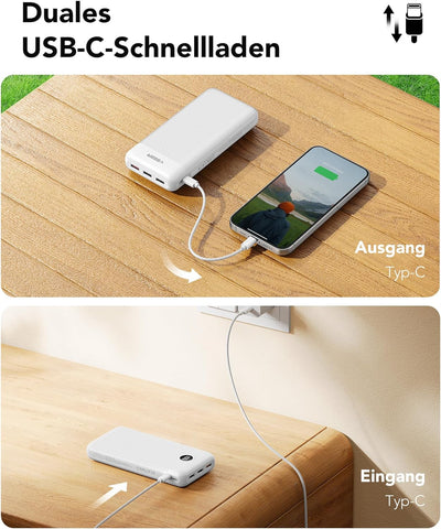 VEGER Power Bank 27000mAh 20W PD, Powerbank USB C Externer Handyakkus mit 4 Ausgängen und 2 Eingänge