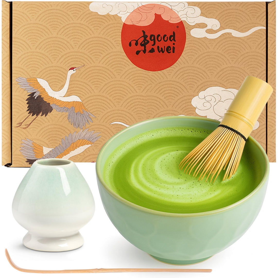 Goodwei BIO Matcha aus Japan im Matcha-Set komplett mit hochwertiger Matcha Schale aus Keramik, Matc