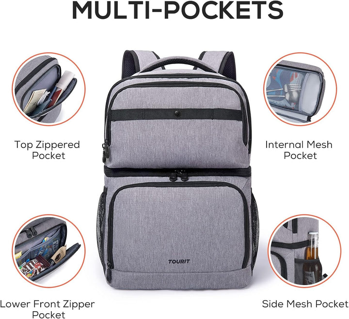 TOURIT Kühlrucksack mit Doppeldecker 27L isolierte Kühltasche für das,wasserdichter,Leichter Rucksac