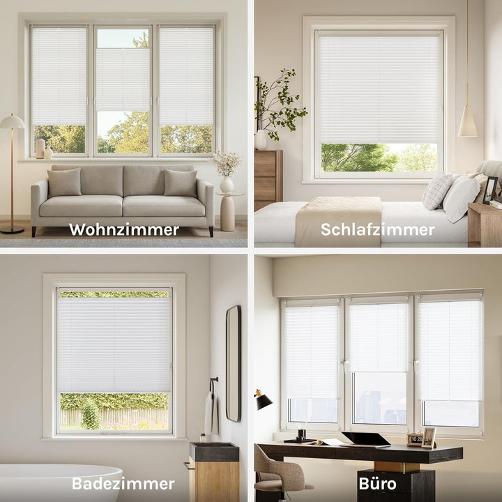 WOLTU Plissee Klemmfix ohne Bohren 115x130cm (BxH) Weiss Faltrollo Plisseerollo mit Klemmträger Lich