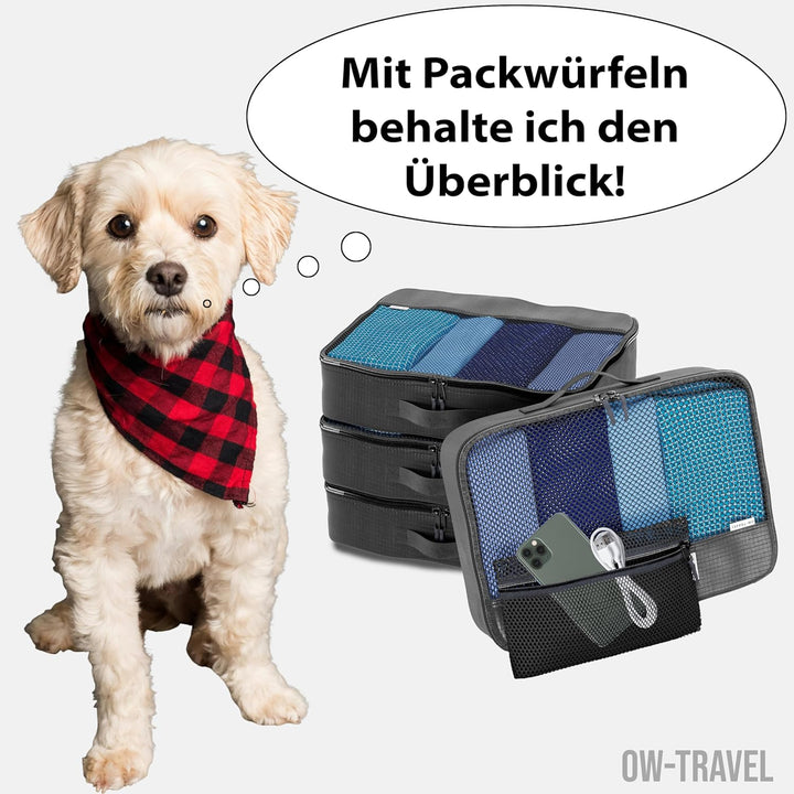 OW-Travel Koffer Organizer Set Schwarz Mittel, leicht zu organisieren, Kofferorganizer Packtaschen S