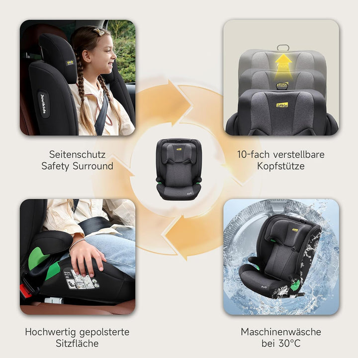 i-Size R129 Kinderautositz für 3,5 bis 12 Jahre (100-150 cm), Mit verstellbarer Rückenlehne, Kopfstü