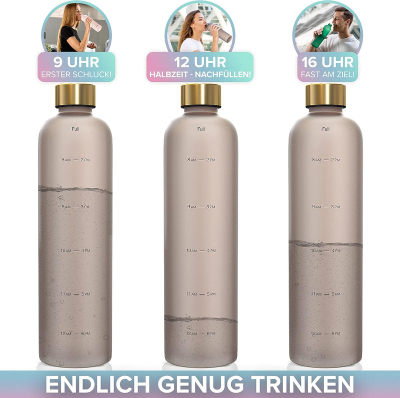 HYDROP® Trinkflasche 1L Kohlensäure geeignet & auslaufsicher [100% DICHT] - Trinkflasche für Kohlens