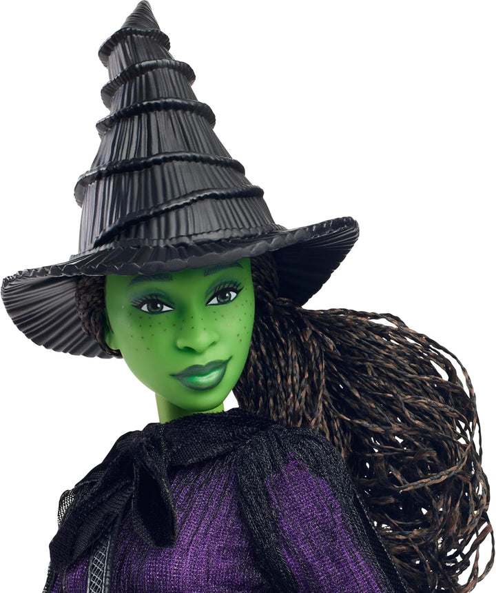 Mattel Wicked Elphaba Deluxe-Modepuppe und Accessoires, vom Film inspirierter Look mit geflochtenen
