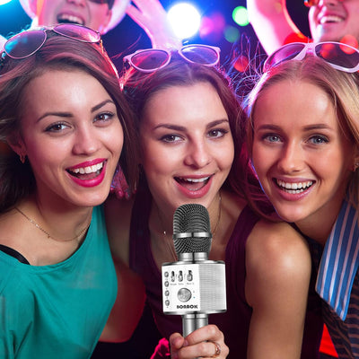 BONAOK Karaoke Mikrofon, 3 in 1 Kabelloses Bluetooth Mikrofon, Kinder Mikrofon Lautsprecher Maschine