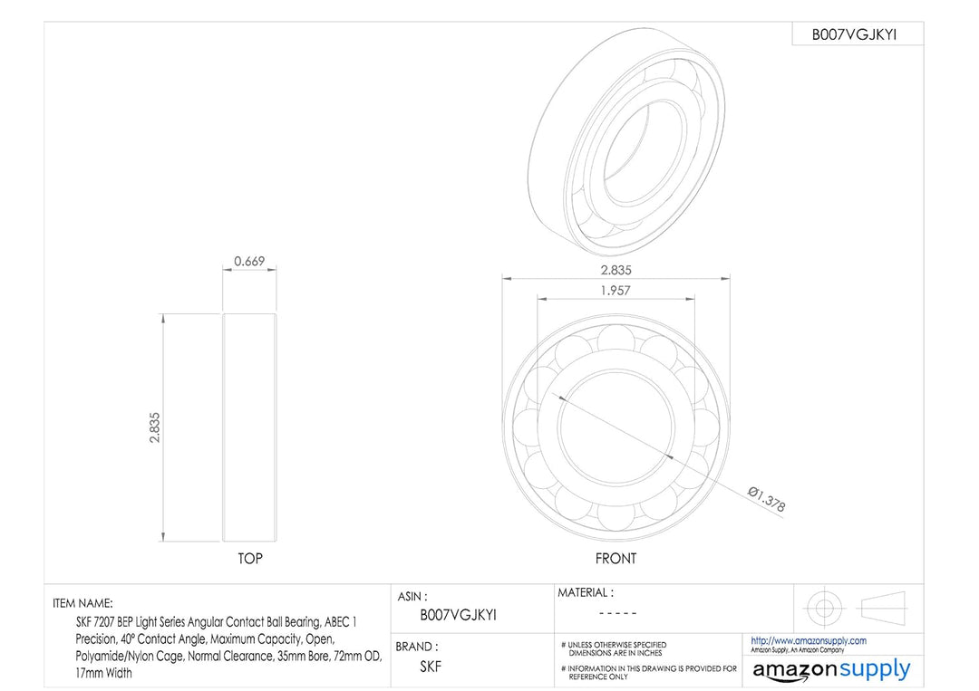 SKF 7207 BEP Winkelkontakt-Radial-Kugellager Stahl