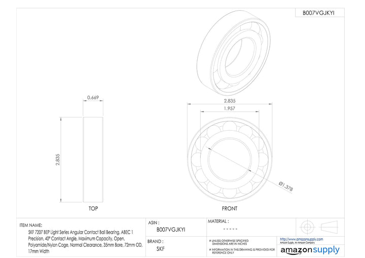 SKF 7207 BEP Winkelkontakt-Radial-Kugellager Stahl