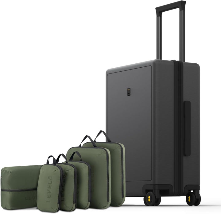 LEVEL8 Koffer Trolley Leicht Hartschalenkoffer mit 6PCS Packwürfel, Reisekoffer Handgepäck,TSA,100%